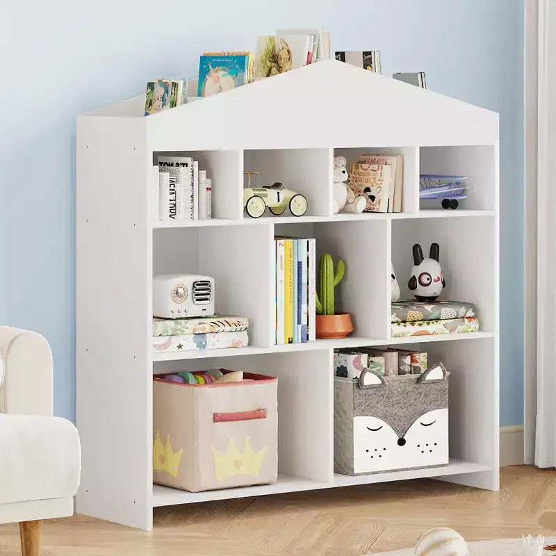 Organizzatore portagiochi da scaffale a 9 scomparti per bambini - Libreria in legno bianca per sala giochi, cameretta e stanza dei bambini