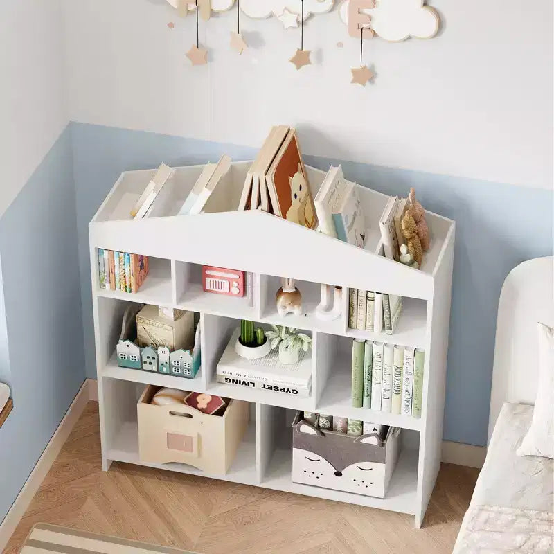 Organizzatore portagiochi da scaffale a 9 scomparti per bambini - Libreria in legno bianca per sala giochi, cameretta e stanza dei bambini