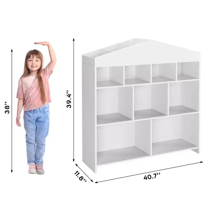 Organizzatore portagiochi da scaffale a 9 scomparti per bambini - Libreria in legno bianca per sala giochi, cameretta e stanza dei bambini