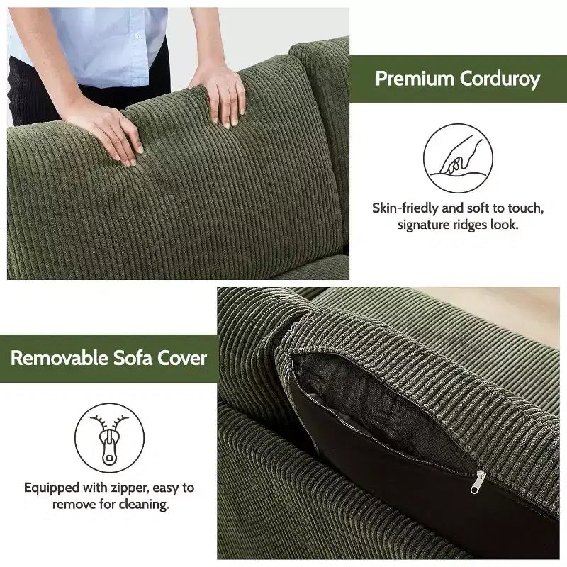 Divanetto a 2 posti in tessuto da 68" con cuscini a molle insacchettate e struttura in legno massello, lino, stile Mid-Century