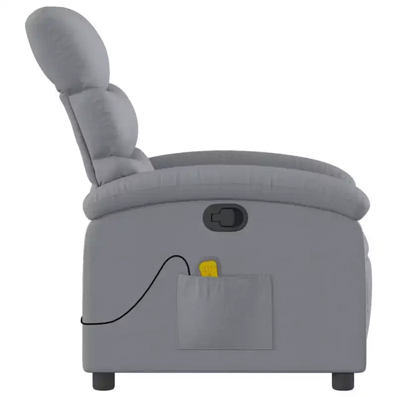 Poltrona Reclinabile Manuale con Massaggio Vibrante, Porta USB e Tasca Laterale, Grigio Chiaro