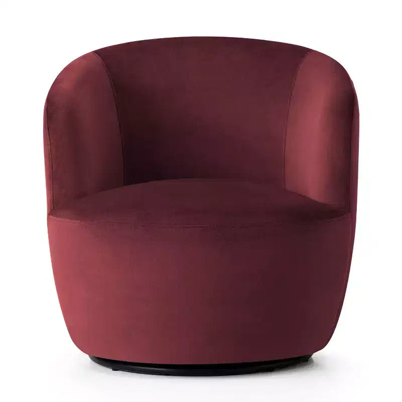 Poltrona girevole moderna in velluto a botte con rotazione a 360°, poltrona lounge imbottita