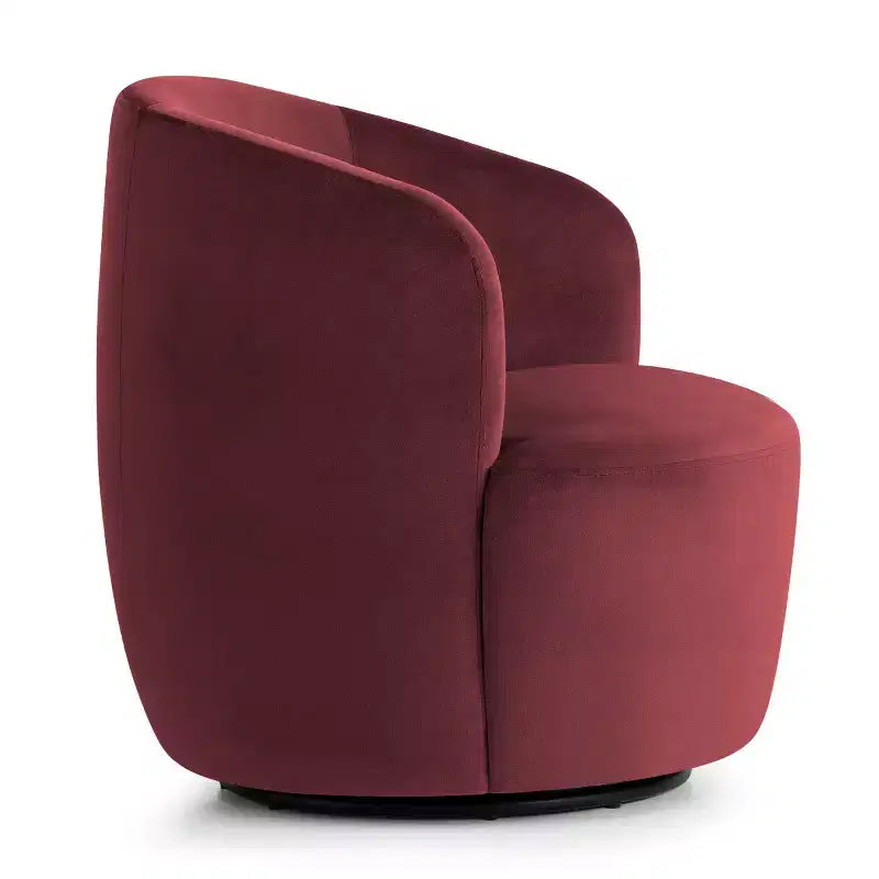 Poltrona girevole moderna in velluto a botte con rotazione a 360°, poltrona lounge imbottita