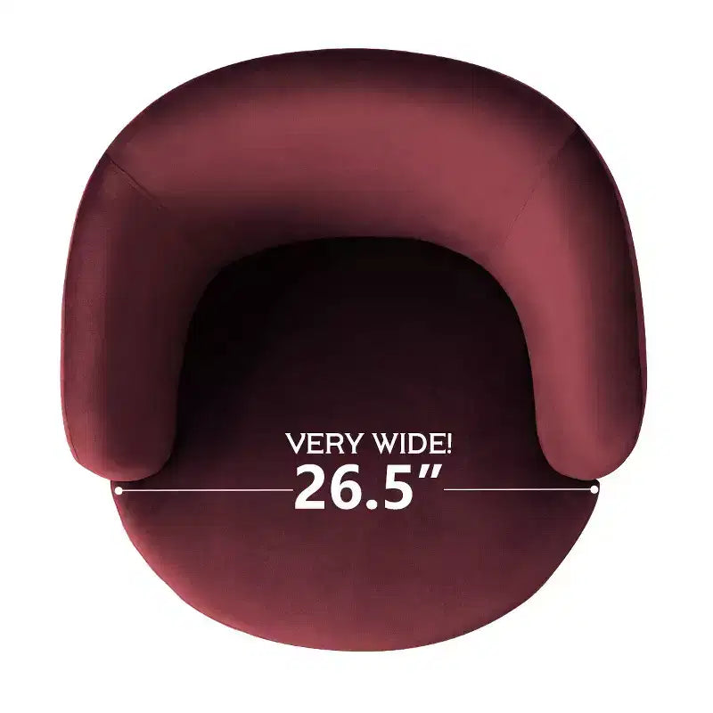 Poltrona girevole moderna in velluto a botte con rotazione a 360°, poltrona lounge imbottita