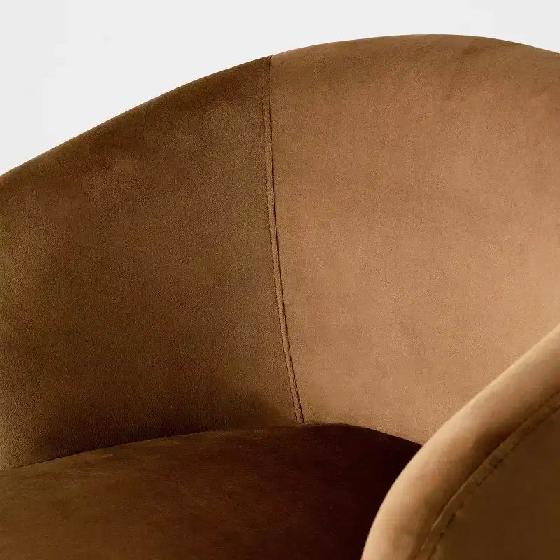 Poltrona girevole moderna in velluto a botte con rotazione a 360°, poltrona lounge imbottita