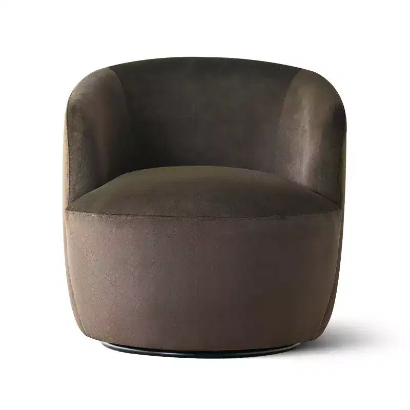 Poltrona girevole moderna in velluto a botte con rotazione a 360°, poltrona lounge imbottita