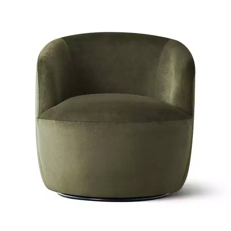 Poltrona girevole moderna in velluto a botte con rotazione a 360°, poltrona lounge imbottita