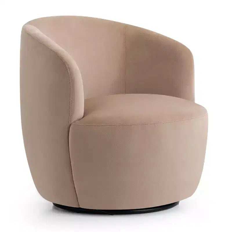 Poltrona girevole moderna in velluto a botte con rotazione a 360°, poltrona lounge imbottita
