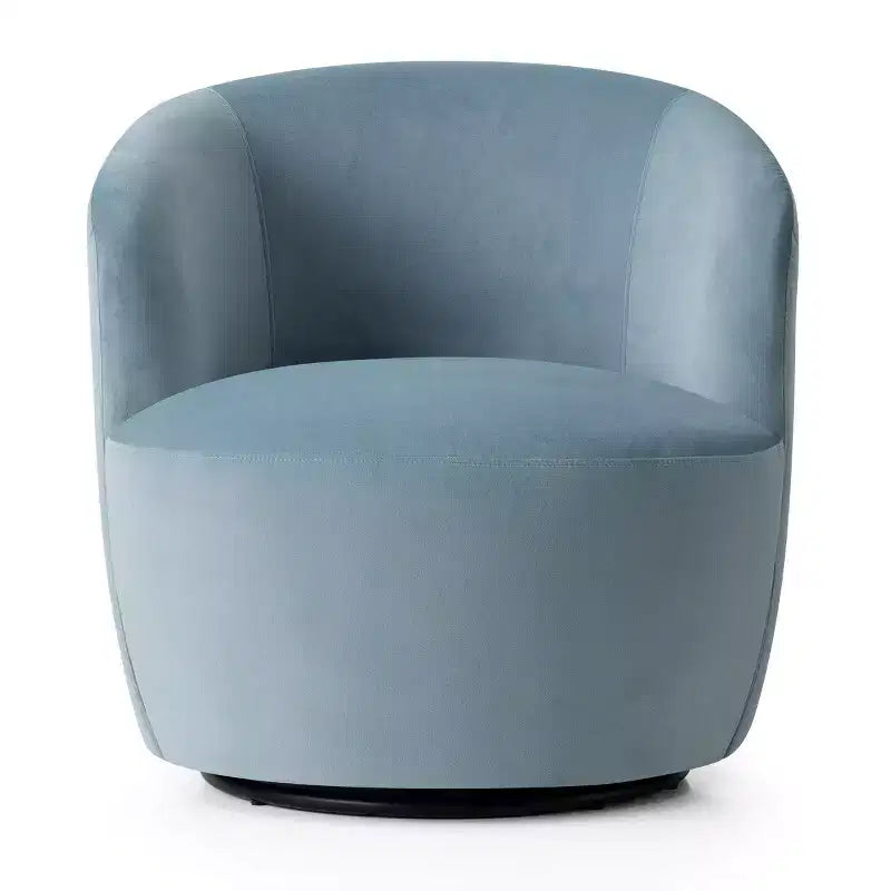 Poltrona girevole moderna in velluto a botte con rotazione a 360°, poltrona lounge imbottita
