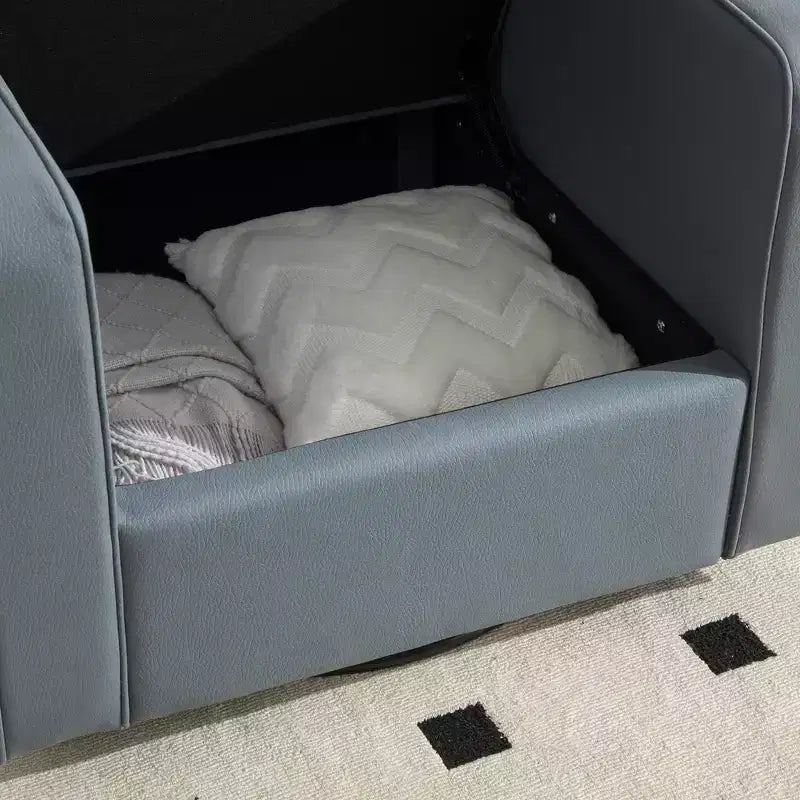 Poltrona girevole a 360° con contenitore nascosto, tessuto antimacchia, capacità 136 kg