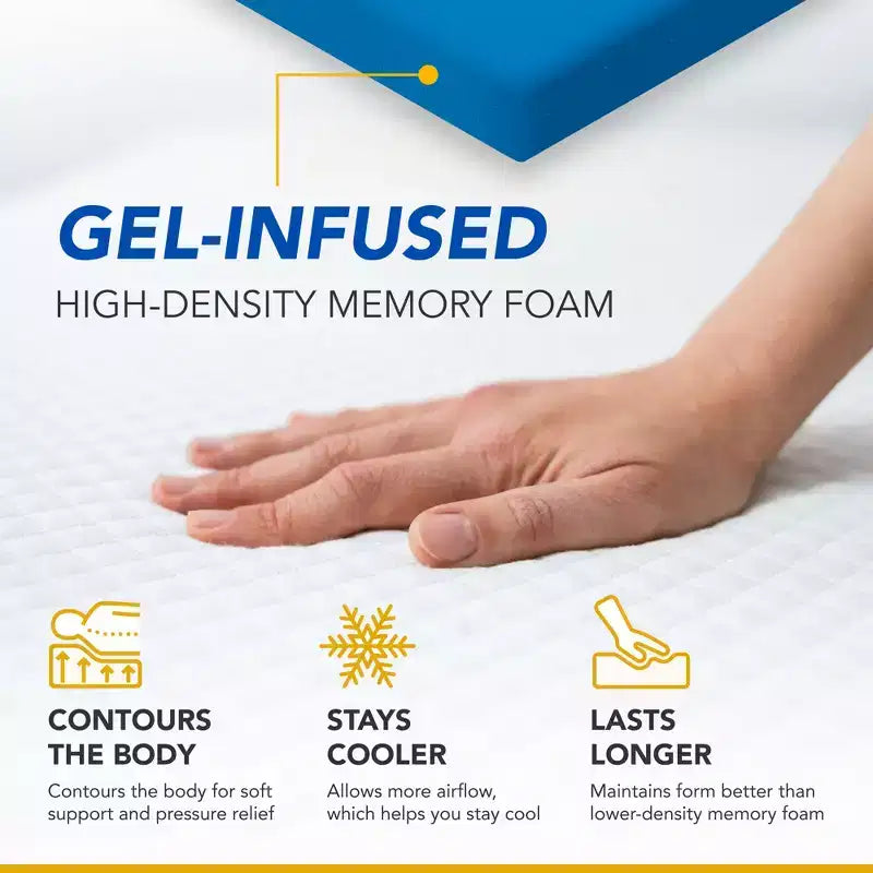Materasso per divano letto in memory foam gel da 4", piazza e mezza 72"x53", rivestimento lavabile, prodotto negli Stati Uniti