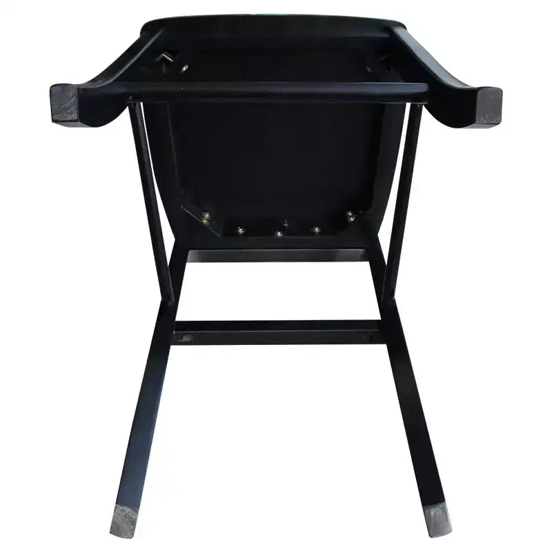 Sgabello da bar 30" X-Back in legno massello, nero corvino, design tradizionale, altezza bancone