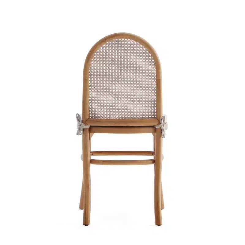 Set di 4 sedie da pranzo imbottite in legno di frassino con accenti in rattan, senza braccioli, nessun assemblaggio richiesto