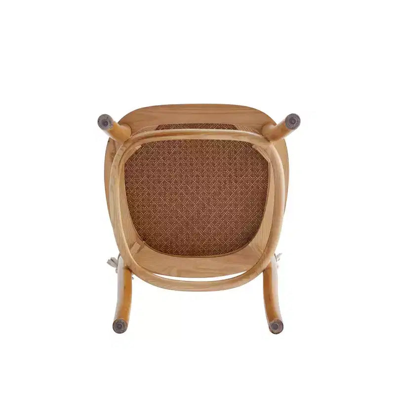 Set di 4 sedie da pranzo imbottite in legno di frassino con accenti in rattan, senza braccioli, nessun assemblaggio richiesto