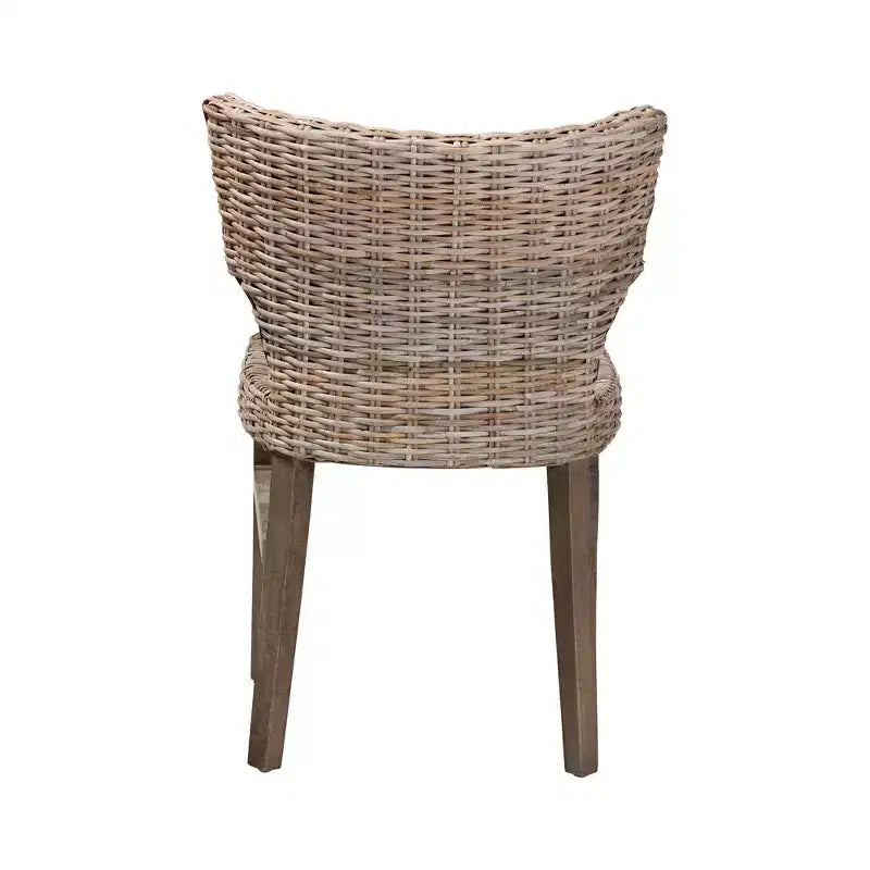 Set di 2 sedie da pranzo in rattan e mogano, naturale/marrone, completamente assemblate
