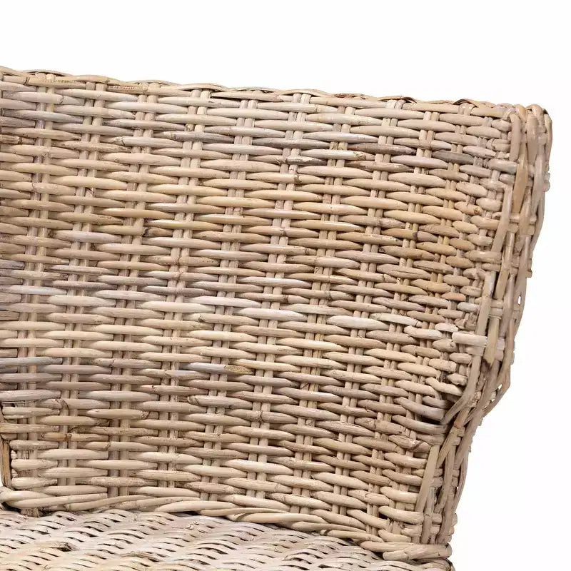 Set di 2 sedie da pranzo in rattan e mogano, naturale/marrone, completamente assemblate