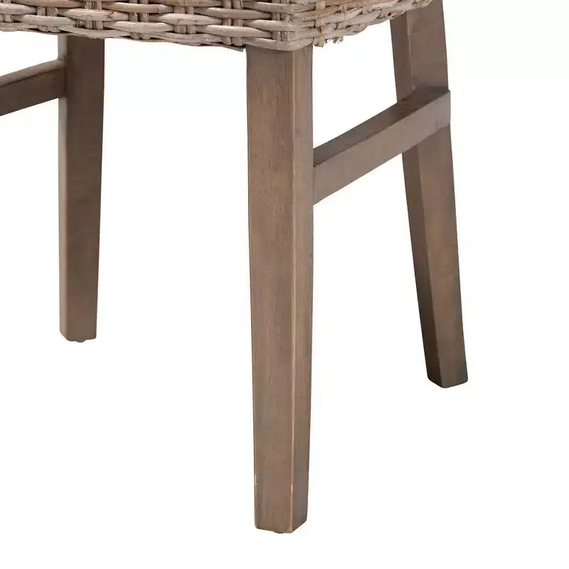 Set di 2 sedie da pranzo in rattan e mogano, naturale/marrone, completamente assemblate