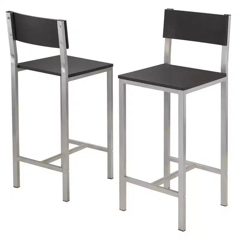 Set da pranzo 3 pezzi altezza bancone con 2 sgabelli, struttura in metallo, nero/grigio ardesia, stile scandinavo