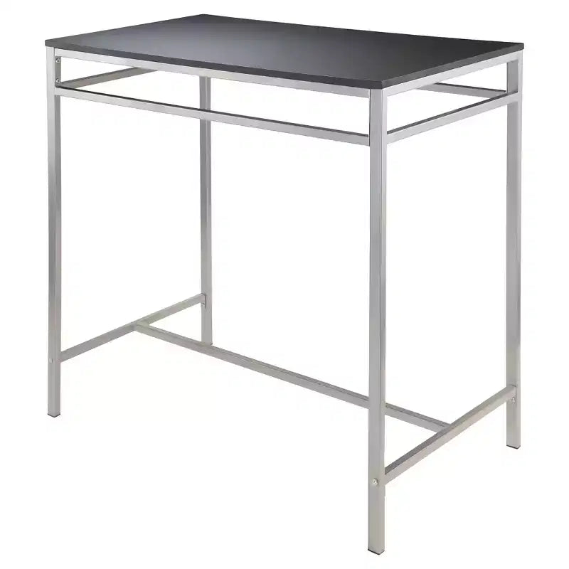 Set da pranzo 3 pezzi altezza bancone con 2 sgabelli, struttura in metallo, nero/grigio ardesia, stile scandinavo