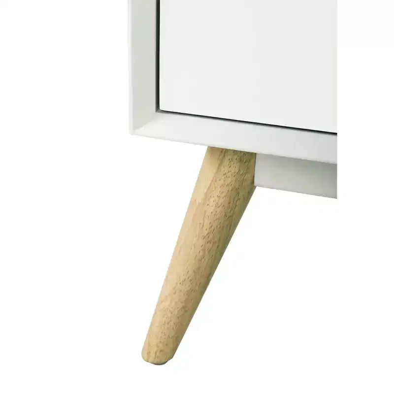 Mobile TV Moderno di Metà Secolo per TV fino a 53", Bianco e Legno Naturale, Spazi Aperti e Chiusi