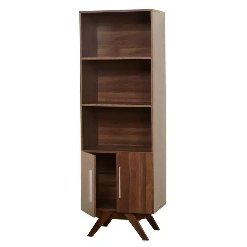 Libreria a 5 ripiani alta 180 cm, finitura noce, autoportante a giorno