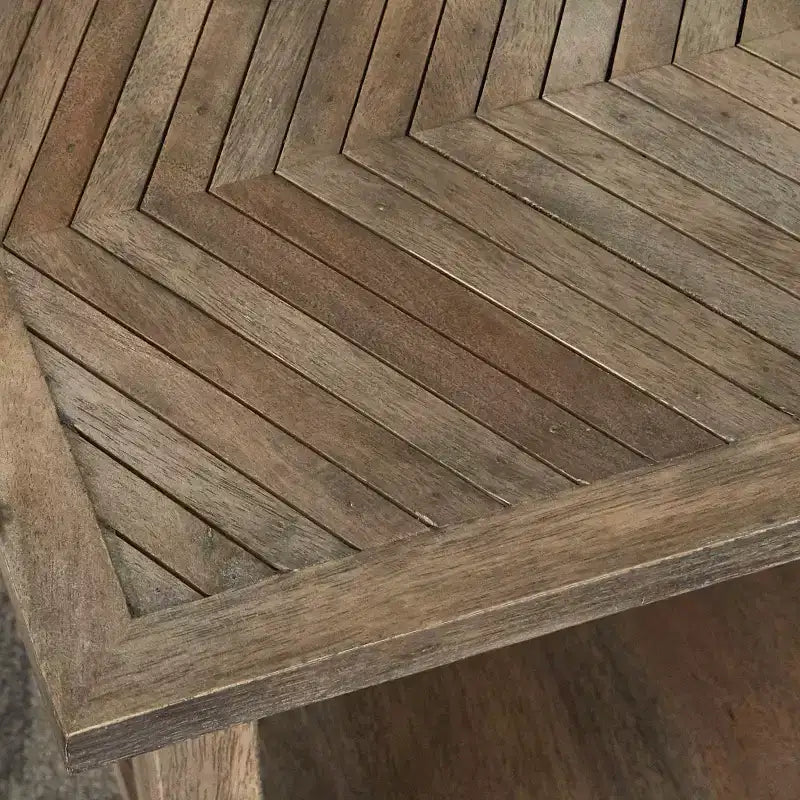 Tavolino consolle rettangolare da divano in legno di mango con ripiano fisso, finitura naturale, per ingresso