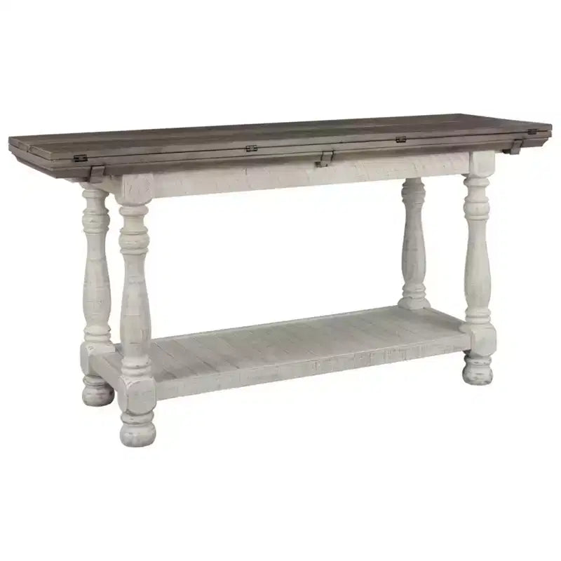 Havalance Flip Flop Sofa Table Gray/White - Signature Design by Ashley: Expandable, Vintage Style, Weathered Finish