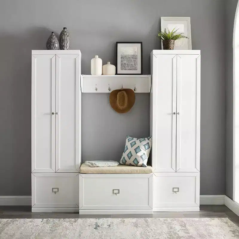 Set organizer ingresso 4 pezzi con panca, mensola, 2 armadietti e appendiabiti