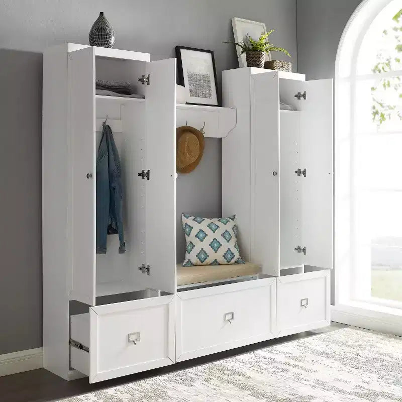 Set organizer ingresso 4 pezzi con panca, mensola, 2 armadietti e appendiabiti