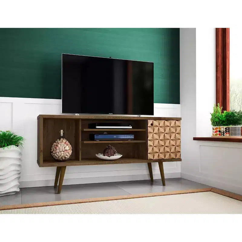 Mobile TV da 53" per TV fino a 50", vani aperti e chiusi, consolle multimediale moderna