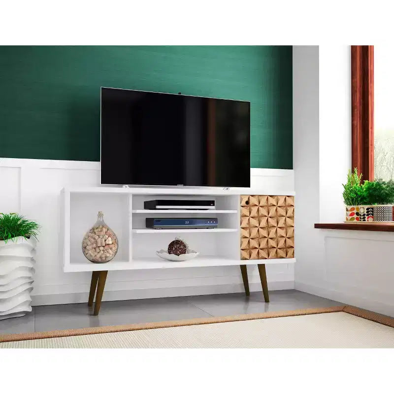 Mobile TV da 53" per TV fino a 50", vani aperti e chiusi, consolle multimediale moderna