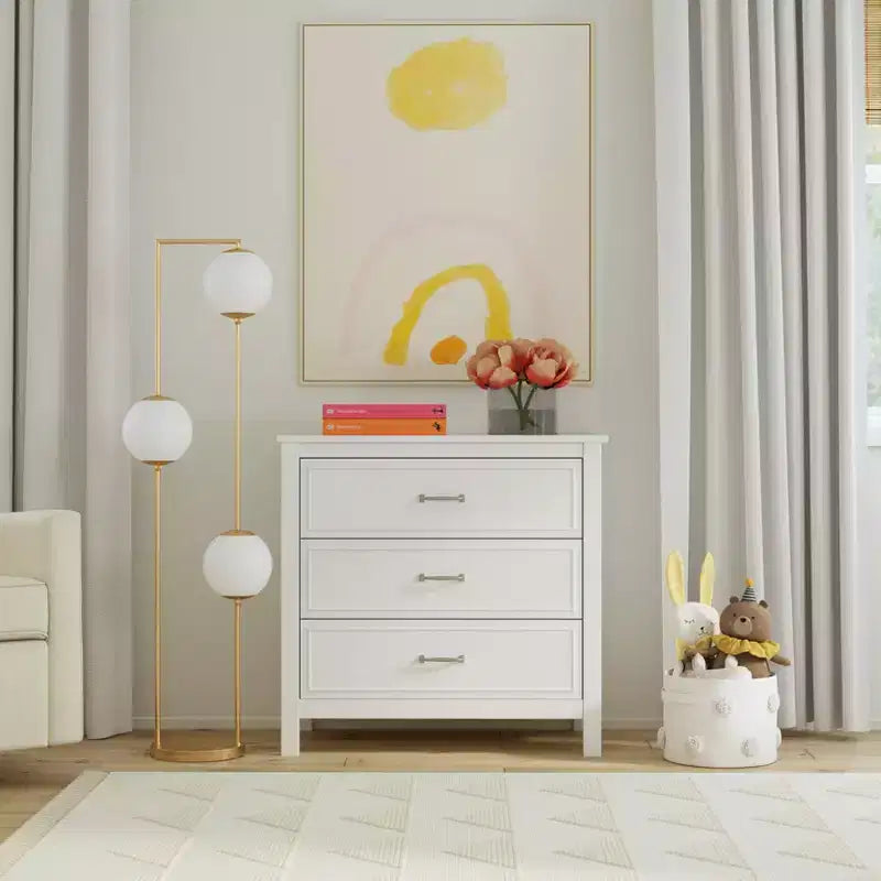 Comodino per bambini a 3 cassetti, struttura in legno massello, contenitore per camera da letto sicuro e durevole