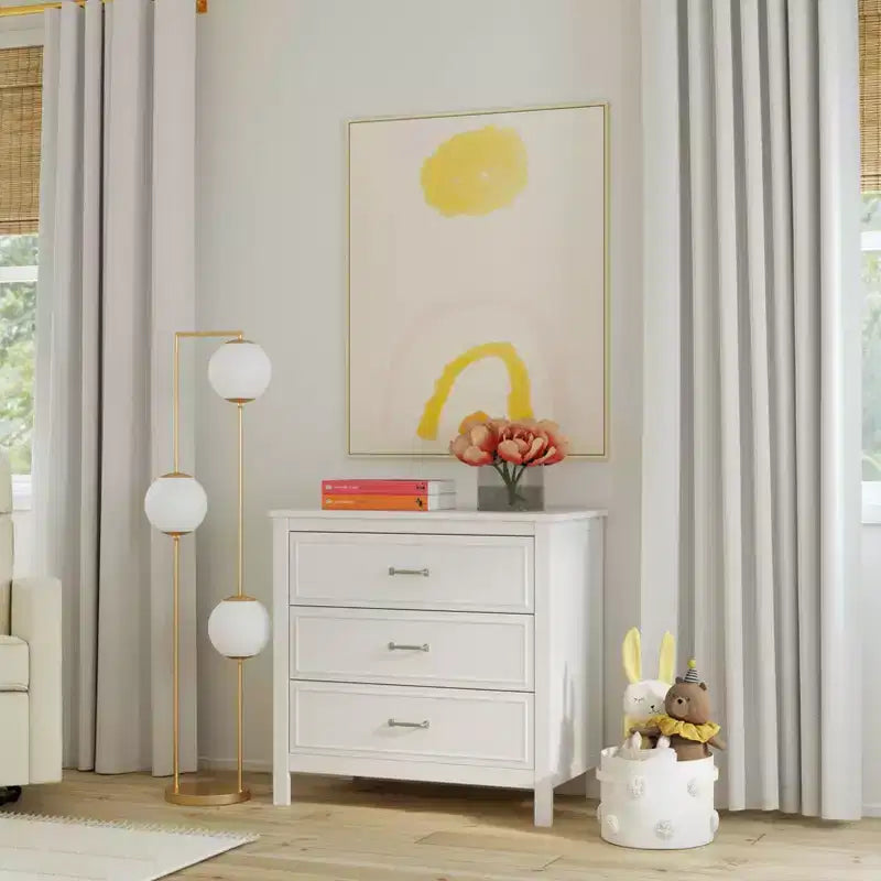 Comodino per bambini a 3 cassetti, struttura in legno massello, contenitore per camera da letto sicuro e durevole