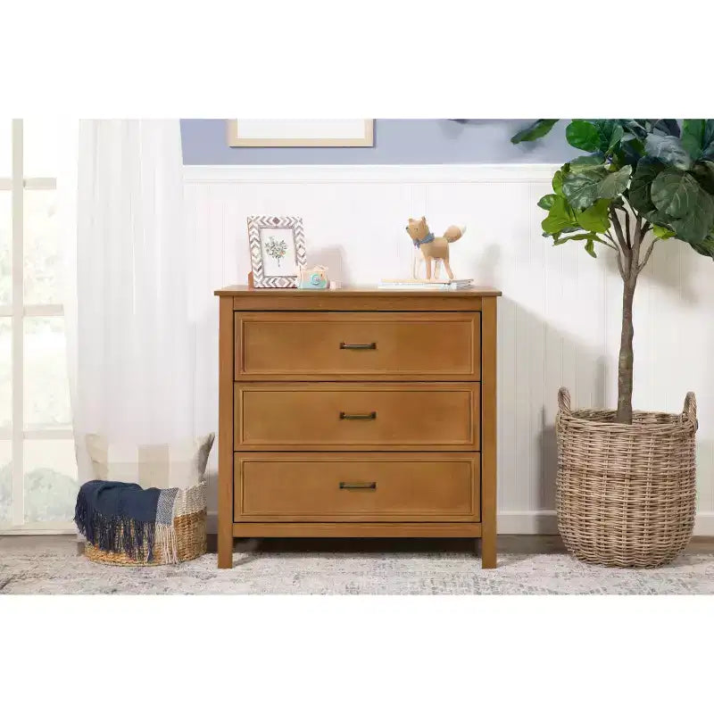 Comodino per bambini a 3 cassetti, struttura in legno massello, contenitore per camera da letto sicuro e durevole