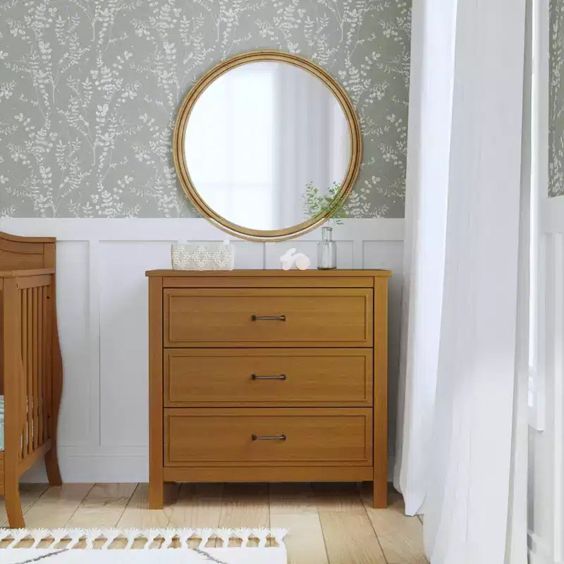 Comodino per bambini a 3 cassetti, struttura in legno massello, contenitore per camera da letto sicuro e durevole