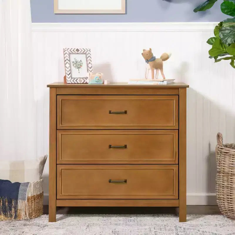 Comodino per bambini a 3 cassetti, struttura in legno massello, contenitore per camera da letto sicuro e durevole