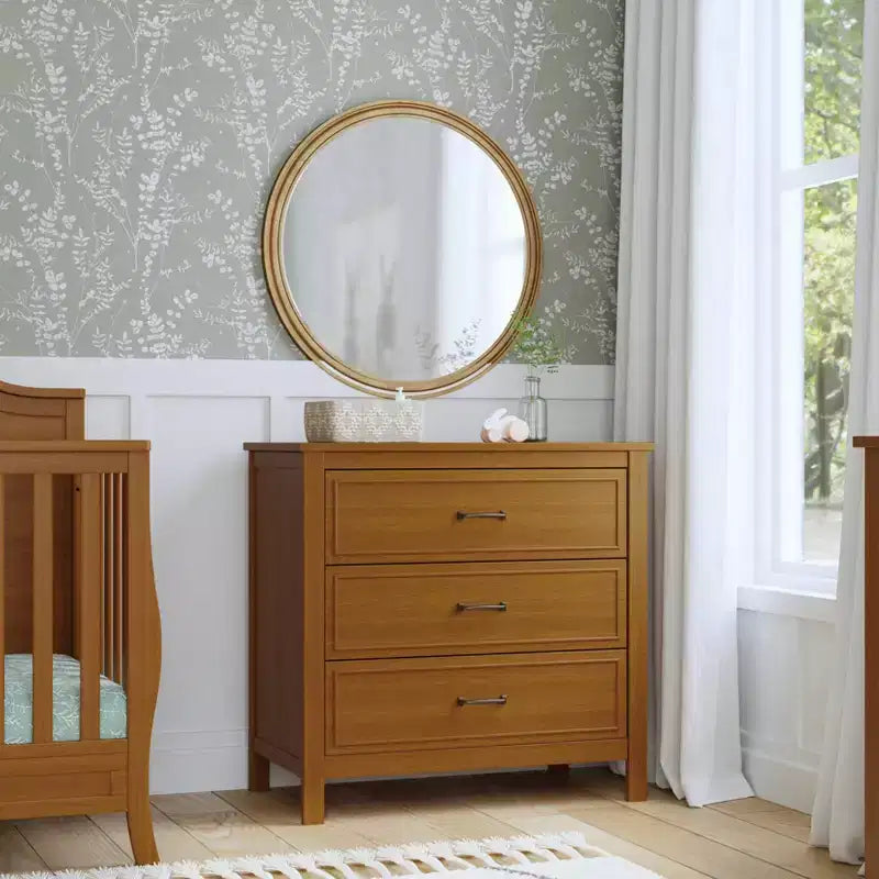 Comodino per bambini a 3 cassetti, struttura in legno massello, contenitore per camera da letto sicuro e durevole