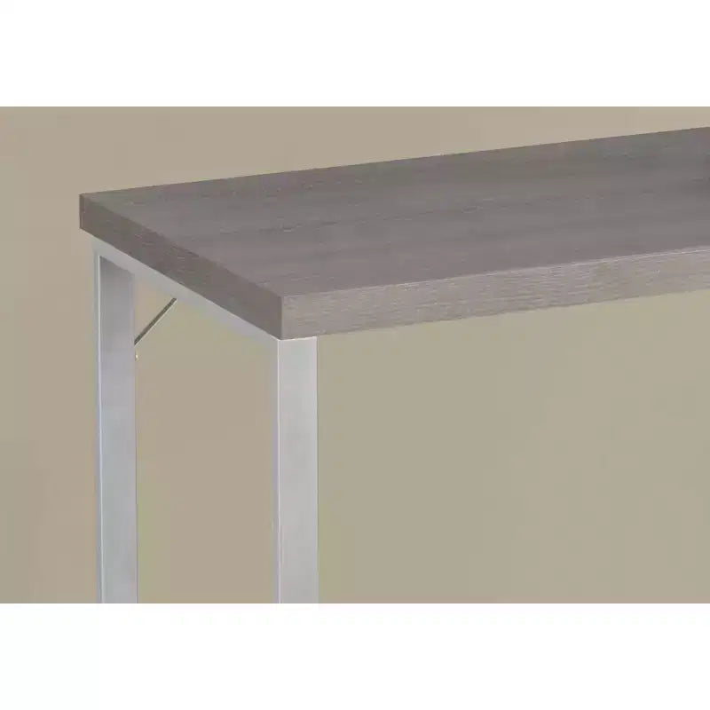 Scrivania per computer in metallo argento contemporaneo, tavolo da scrittura minimalista per ufficio domestico