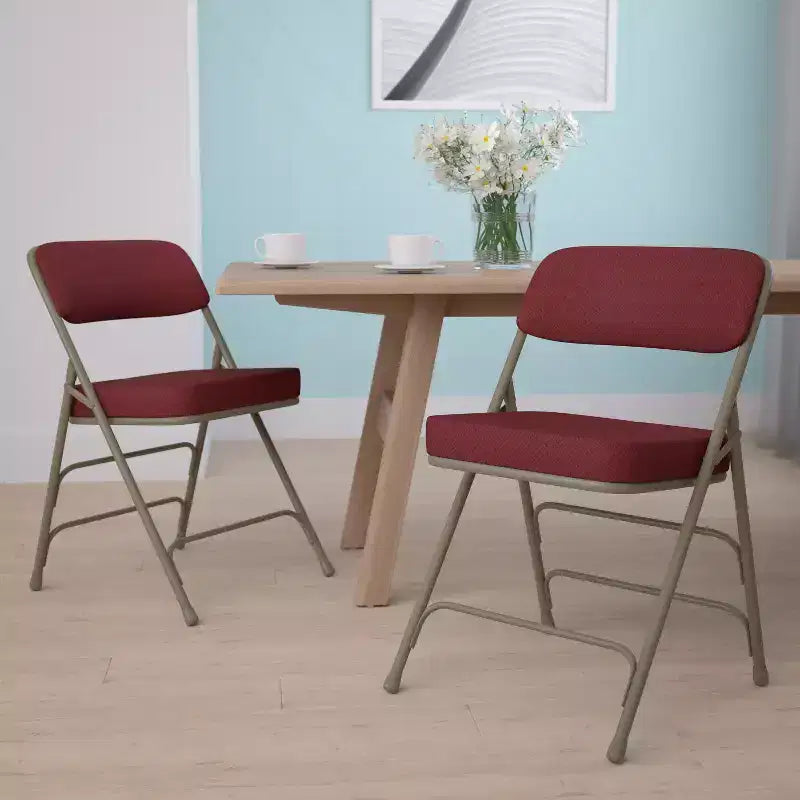 Sedia pieghevole in metallo imbottita in tessuto, confezione da 2, portatile per casa, ufficio ed eventi