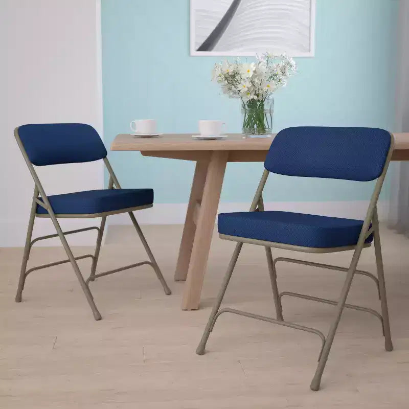 Sedia pieghevole in metallo imbottita in tessuto, confezione da 2, portatile per casa, ufficio ed eventi