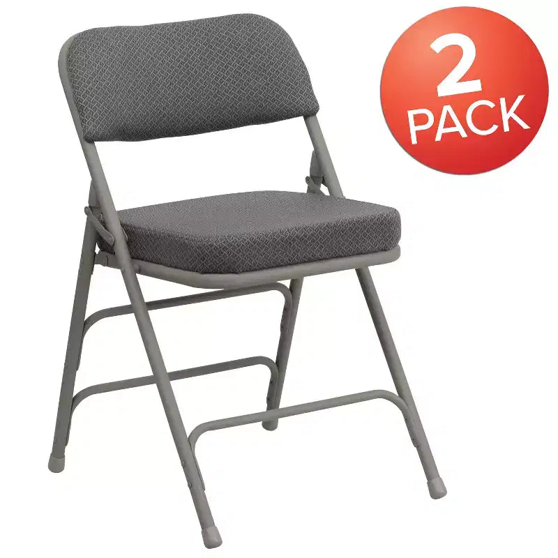 Sedia pieghevole in metallo imbottita in tessuto, confezione da 2, portatile per casa, ufficio ed eventi