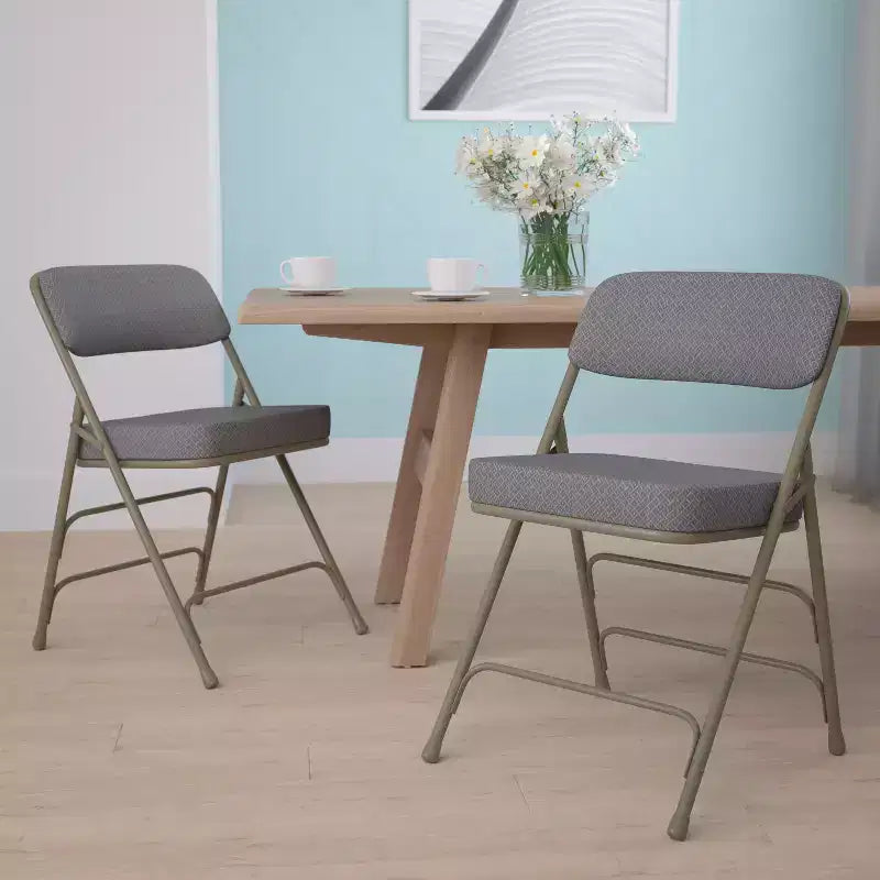 Sedia pieghevole in metallo imbottita in tessuto, confezione da 2, portatile per casa, ufficio ed eventi