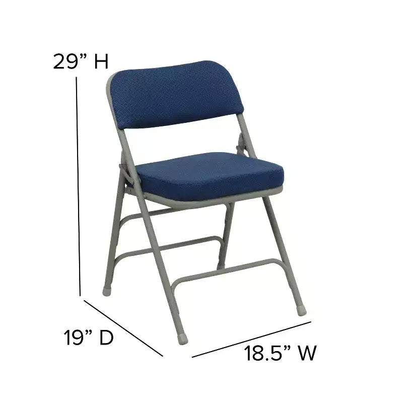 Sedia pieghevole in metallo imbottita in tessuto, confezione da 2, portatile per casa, ufficio ed eventi