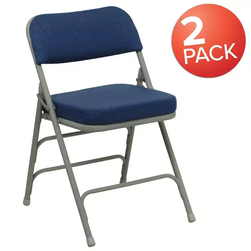 Sedia pieghevole in metallo imbottita in tessuto, confezione da 2, portatile per casa, ufficio ed eventi