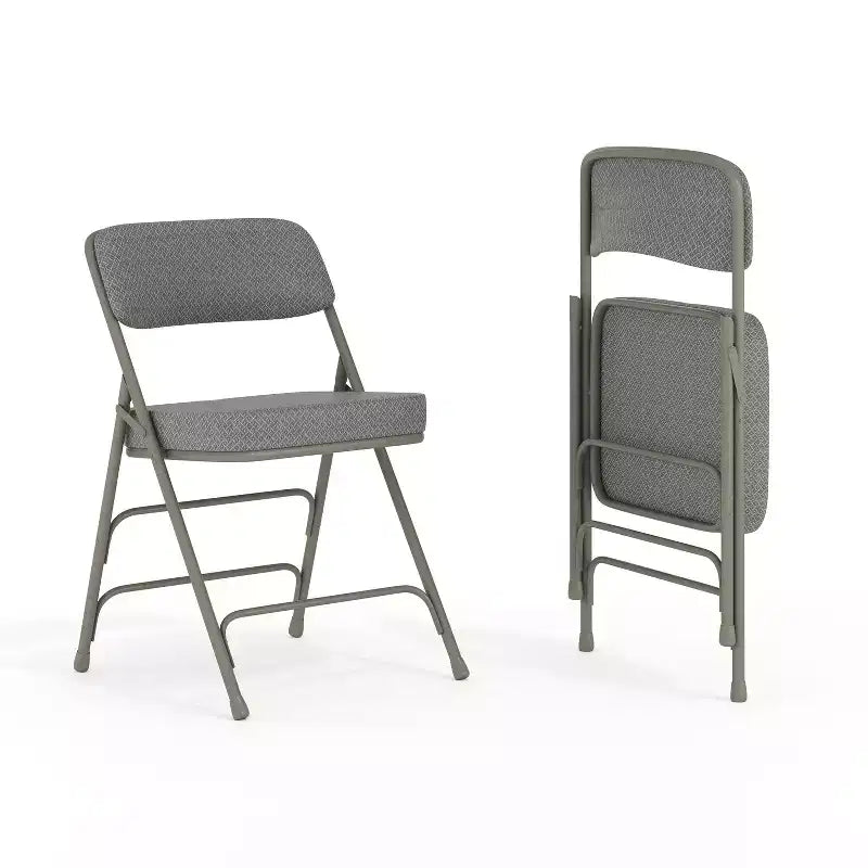 Sedia pieghevole in metallo imbottita in tessuto, confezione da 2, portatile per casa, ufficio ed eventi