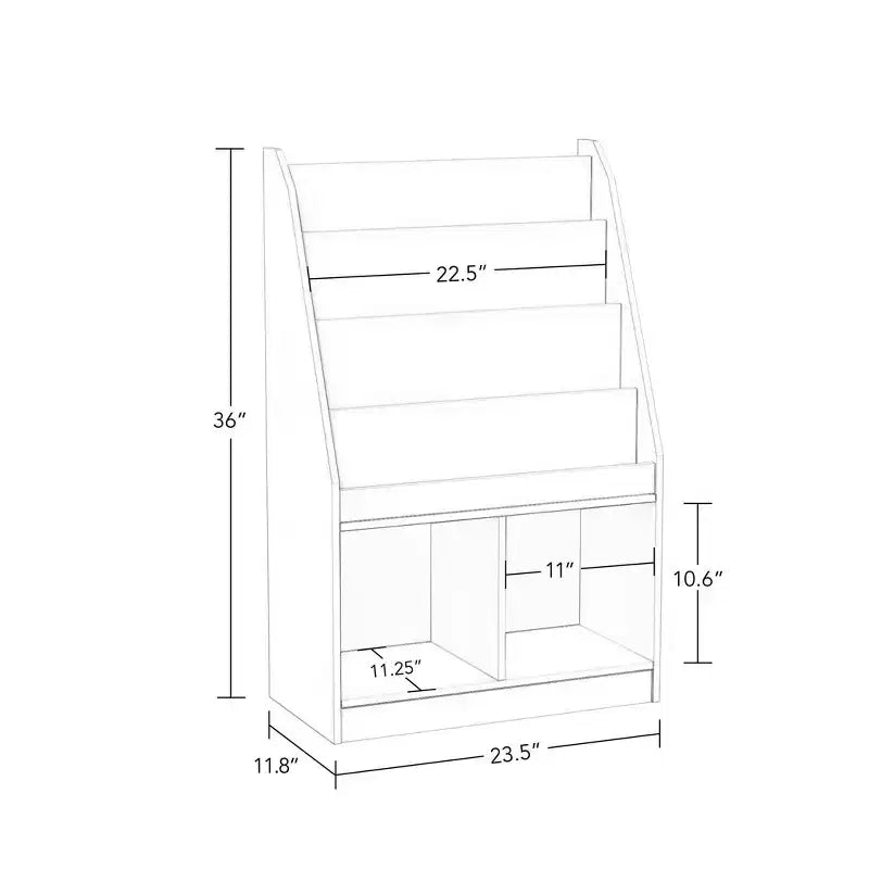 Libreria per Bambini e Organizer per Giocattoli con 4 Ripiani per Libri, 2 Scomparti e 2 Contenitori in Tessuto, Bianco