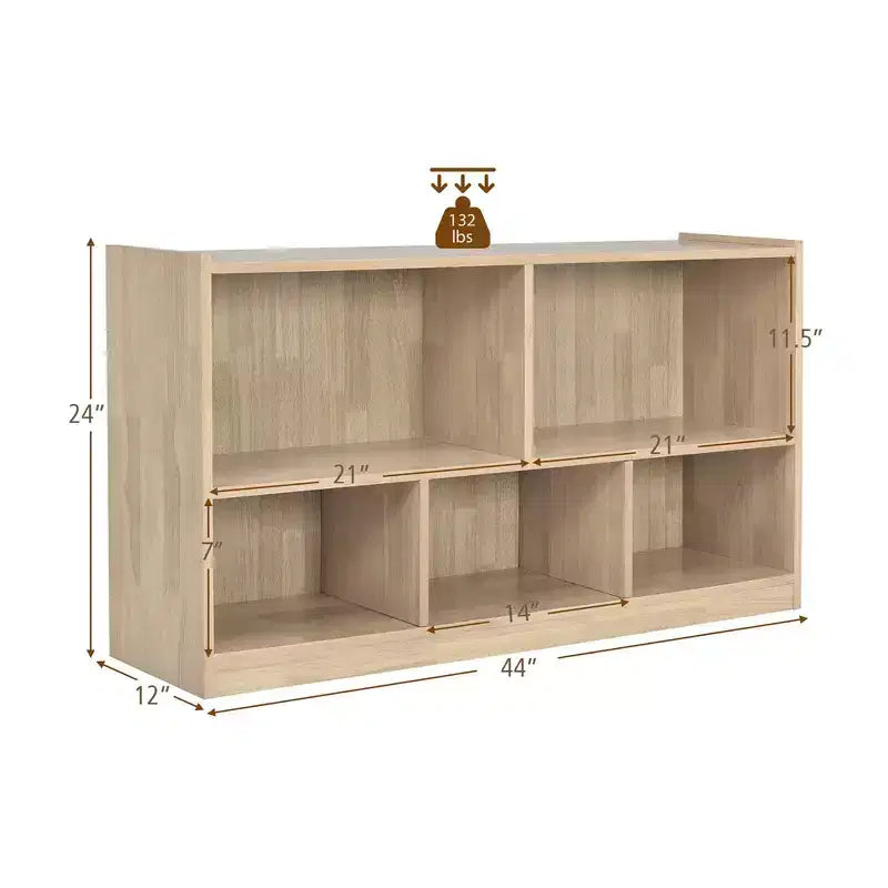 Armadio portaoggetti a 5 cubi per bambini con libreria in legno a 2 ripiani, naturale, organizer per sala giochi
