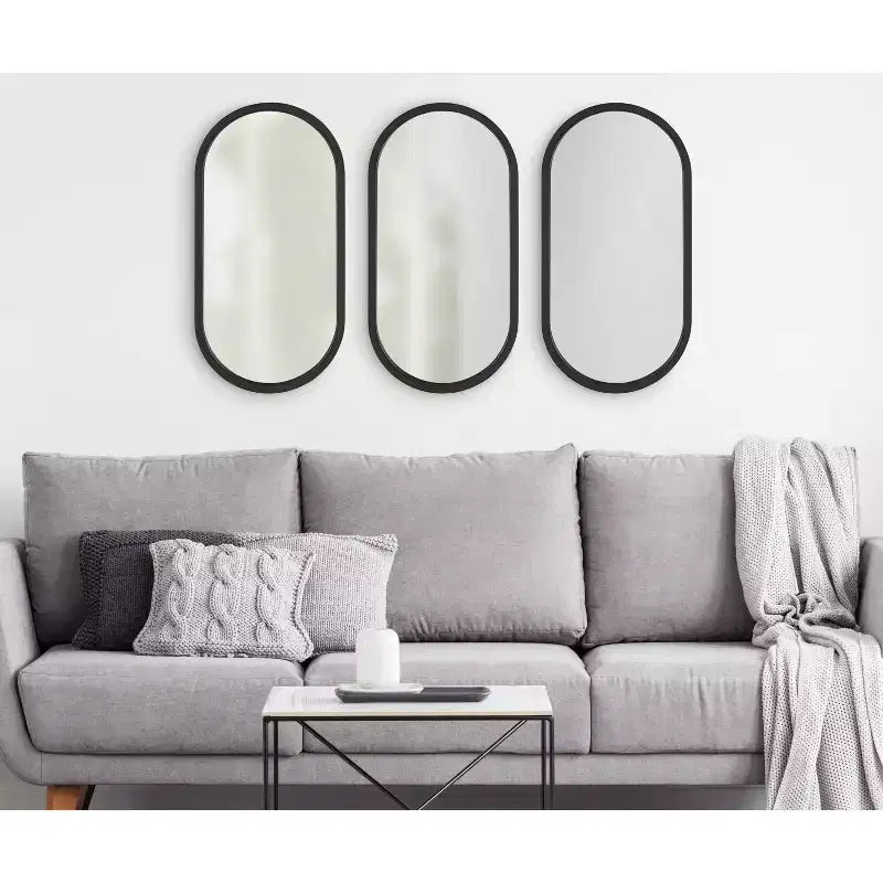 Specchio Ovale da Parete con Cornice in Legno, Specchio Decorativo d'Accento per Bagno, Camera da Letto e Ingresso