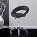 Sgabello da salone con rotelle, altezza regolabile, schienale aperto, cuscino in schiuma e 5 ruote, nero