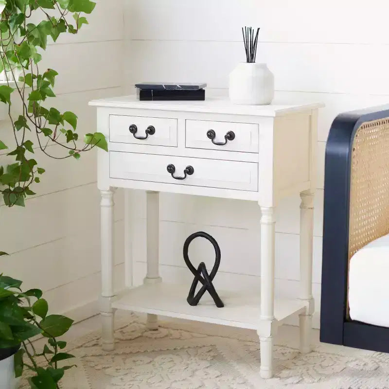 Consolle in Legno di Pino con 3 Cassetti, Rettangolare, Portata 18 kg, Ingresso e Soggiorno